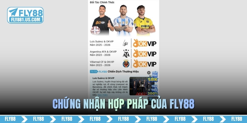 Chứng nhận hợp pháp của FLY88